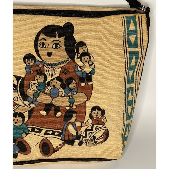 Storyteller Canvas Big Tote Bag Western Southwestern Native Ethnic Zip - Picture 7 of 12